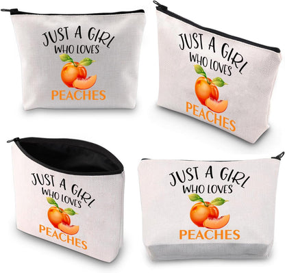 BDPWSS Peaches Makeup Bag Peaches Gift For Women Peach Lover Gift Just A Girl Who Love Peaches Sweet Peaches Zipper Pouch For Fruit Lover Gift (Girl Love Peaches)