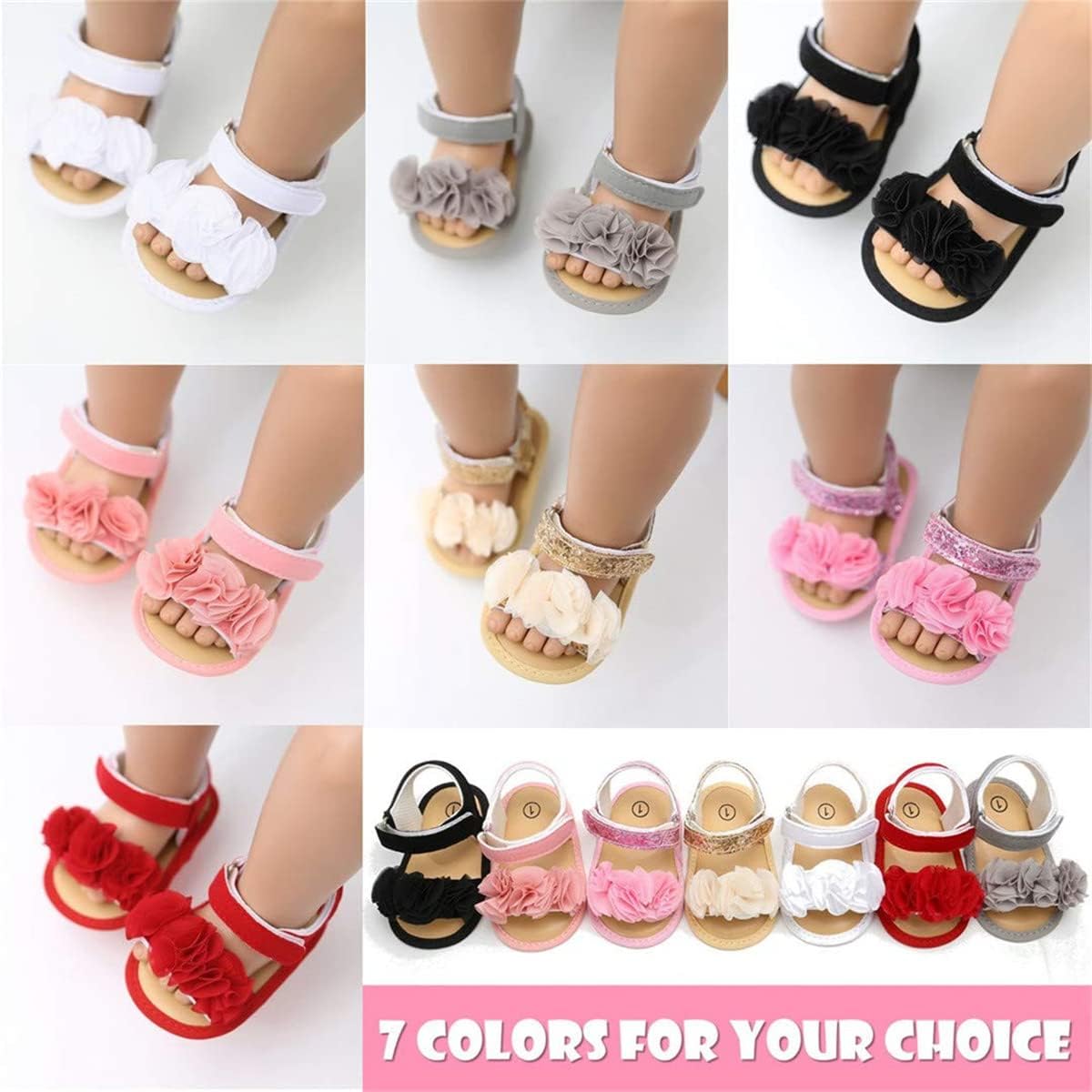 Infant Baby Girls Summer Sandals Newborn Toddler First Walker Crib Dress Shoes (0-18Months)