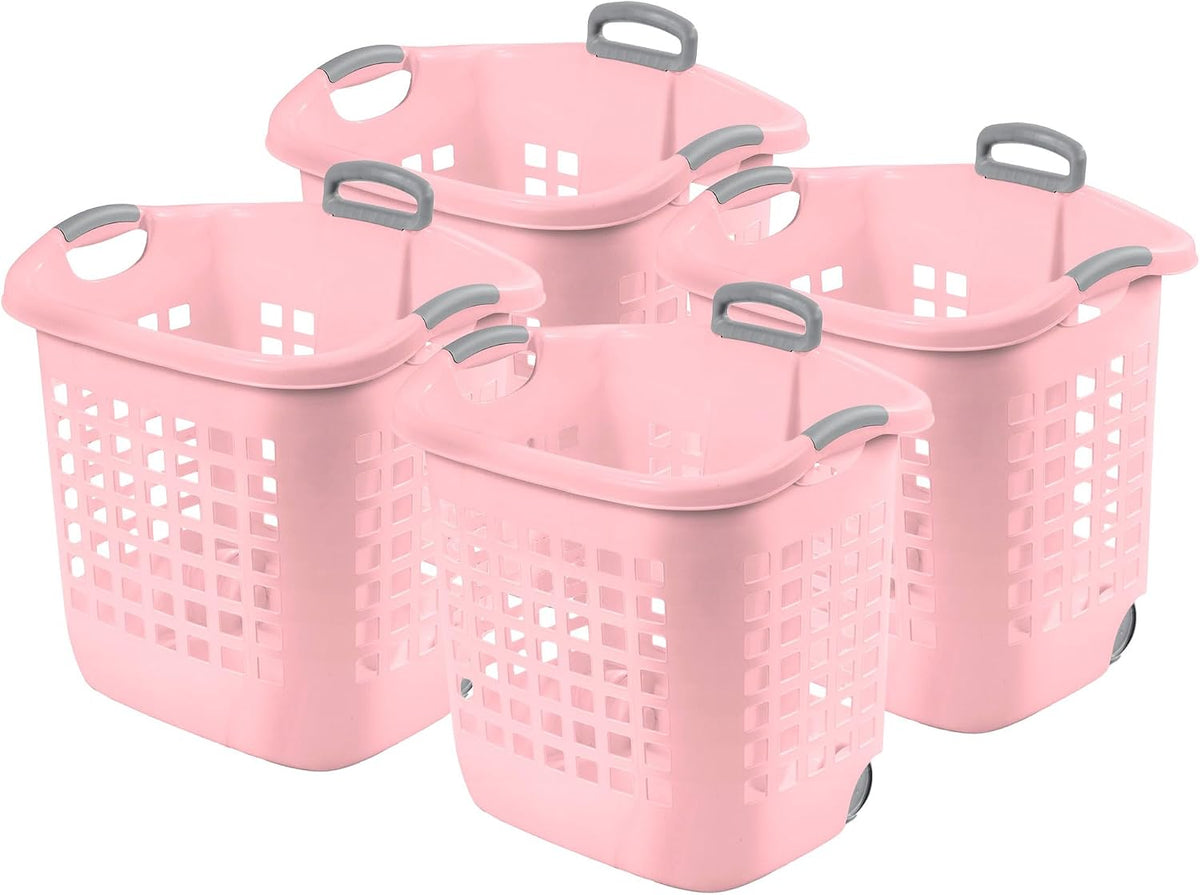 Ultra Wheeled Hamper, Laundry Basket w/Handles, 4-Pack