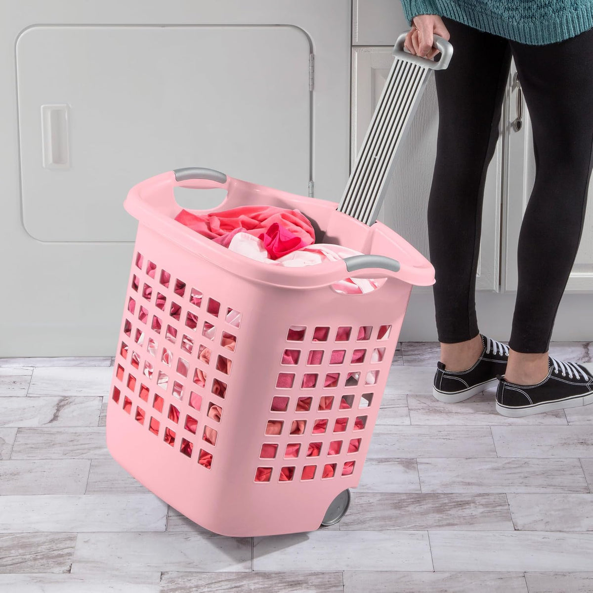 Ultra Wheeled Hamper, Laundry Basket w/Handles, 4-Pack