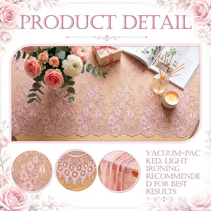 10 Pcs Lace Table Runner Floral, 31.5''x120'', Rose Pink