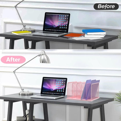 5-Section Upright Desk File Organizer Pink 1 Pack