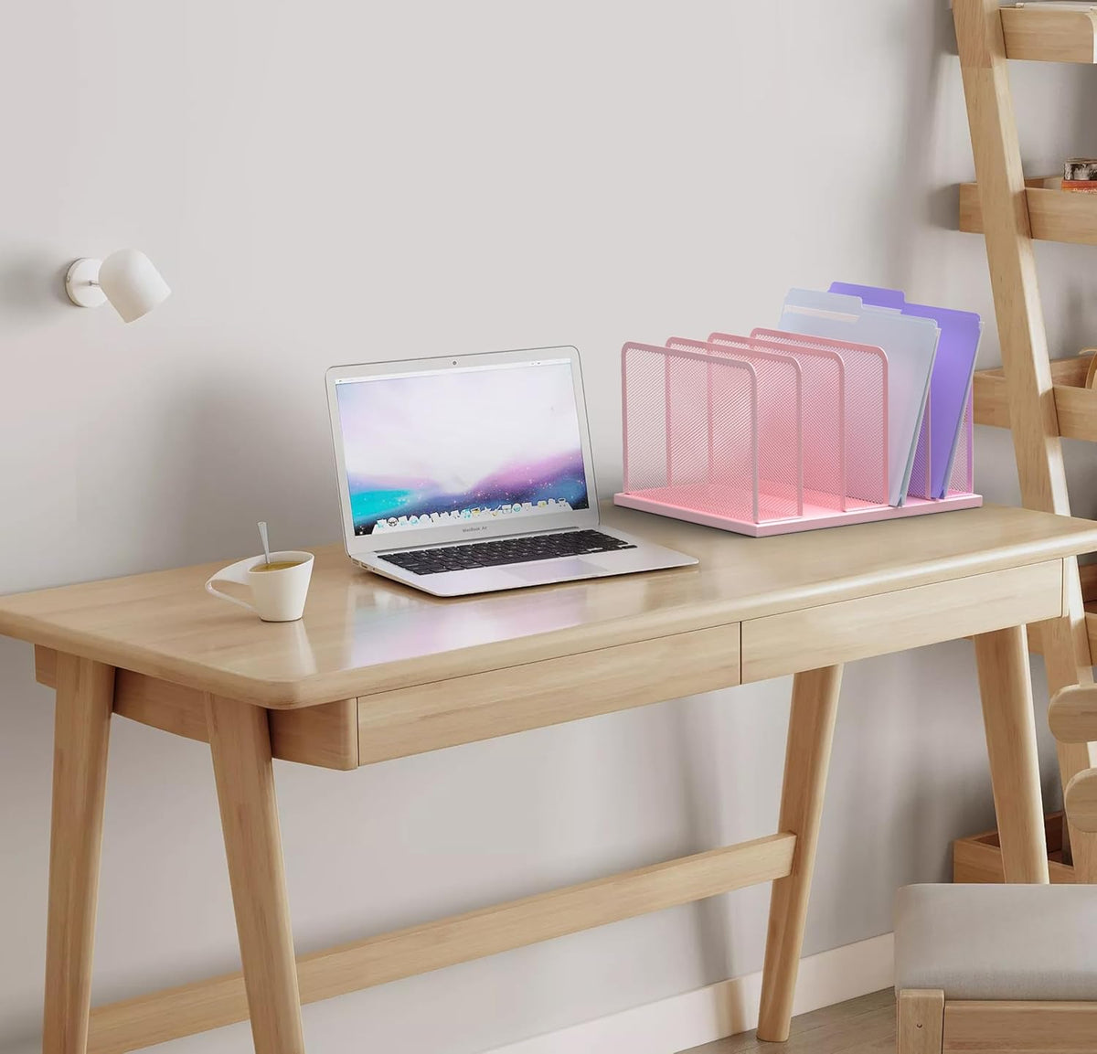 5-Section Upright Desk File Organizer Pink 1 Pack