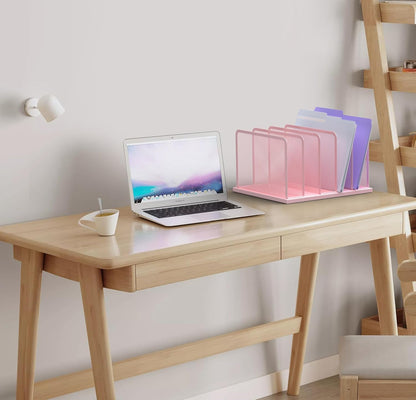 5-Section Upright Desk File Organizer Pink 1 Pack