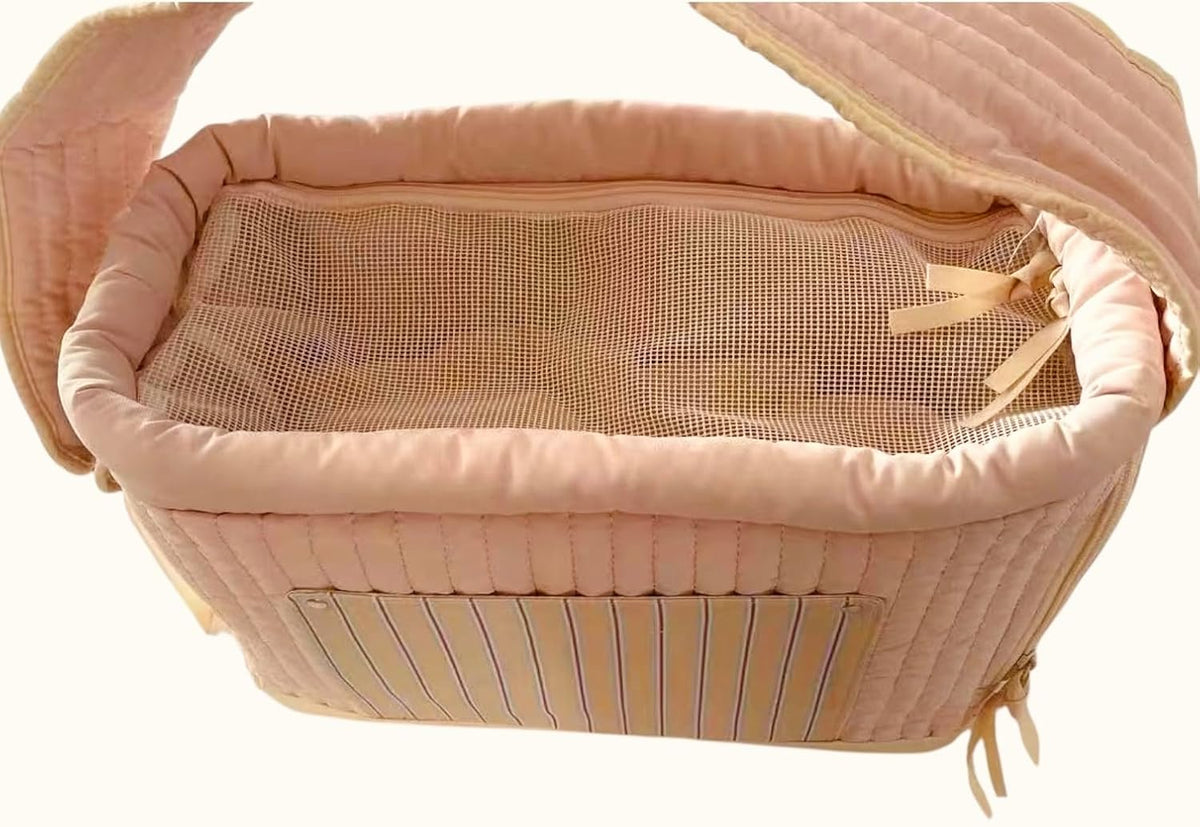 Tristan Home Luxury Quilted Pet Carrier Tote Bag, Waterproof, Adjustable Shoulder Strap, 42cm x 28cm x 20cm (Pink)