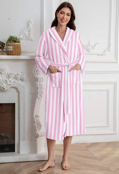 Girls Robe, Shawl Collar Fuzzy Fleece Bathrobes with Belt and Pockets for Kids Boys, 2-15 Years