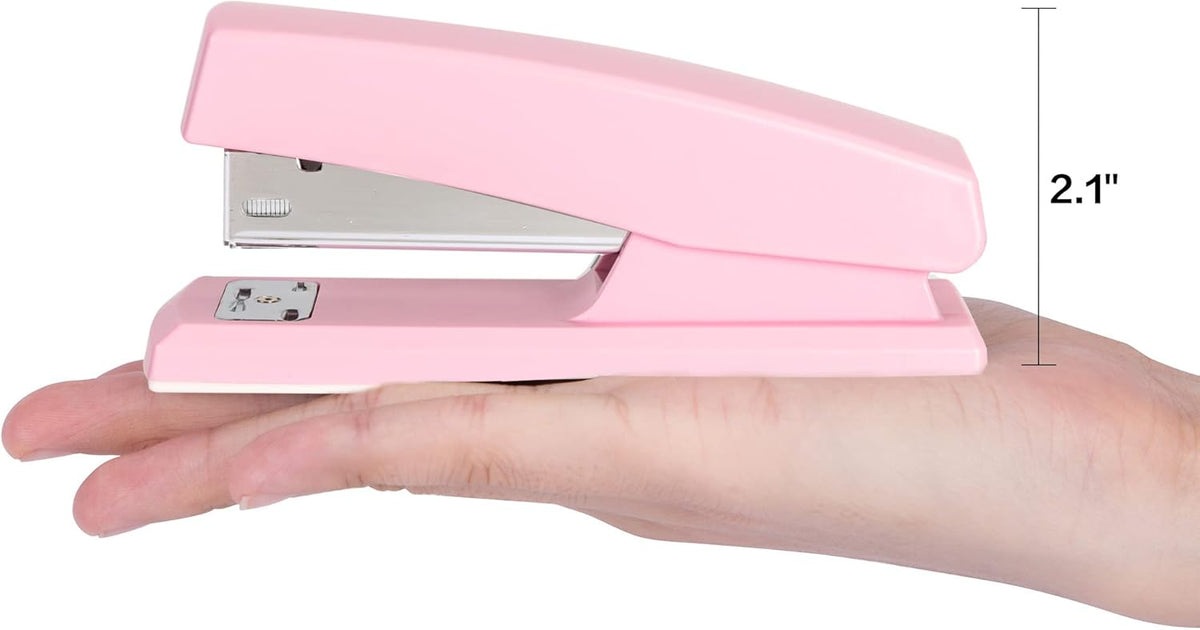 Deli Stapler, Desktop Staplers with 640 Staples, 25 Sheet Capacity, Pink