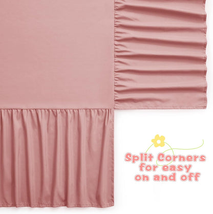 Pink Crib Skirt Dust Ruffle, Microfiber Crib Bed Skirt