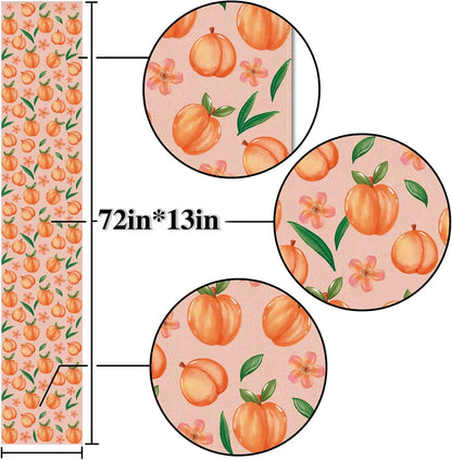 Linen Peach Table Runner Summer Sweet As A Peach Girl Birthday Party Decoration Home Dining Room Kitchen Table Decor (13" x 72")