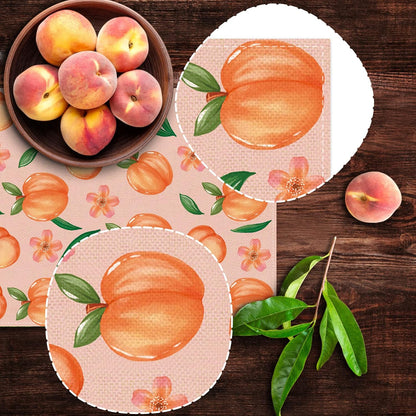 Linen Peach Table Runner Summer Sweet As A Peach Girl Birthday Party Decoration Home Dining Room Kitchen Table Decor (13" x 72")