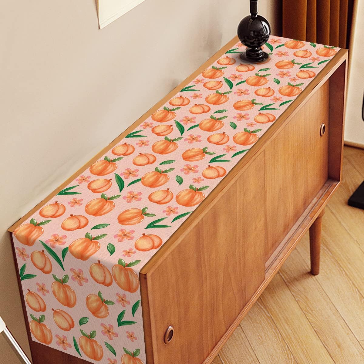 Linen Peach Table Runner Summer Sweet As A Peach Girl Birthday Party Decoration Home Dining Room Kitchen Table Decor (13" x 72")