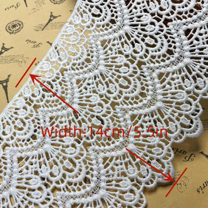 14CM Width Europe Long Pattern Inelastic Embroidery Lace Trim,Curtain Tablecloth Slipcover Bridal DIY Clothing/Accessories.(4 Yards in one Package)(Peach)
