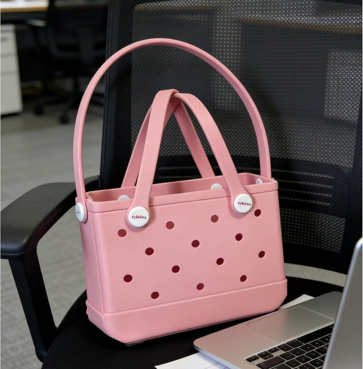 Small Rubber Tote Bag for Women, EVA Beach Bag with Detachable Shoulder Strap, Lightweight Durable Mini Travel Tote