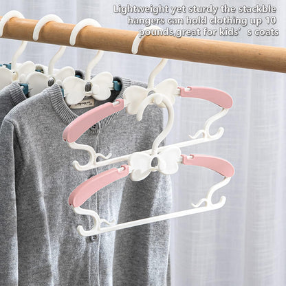 Baby Hangers for Closet 20pcs, Pink Kids Clothes Hanger Plastic, 11-14.5" Adjustable Perchas for Child Dresses, Non-Slip Children Bow Hanger for Girl Toddler Infant Nursery Newborn Clothing