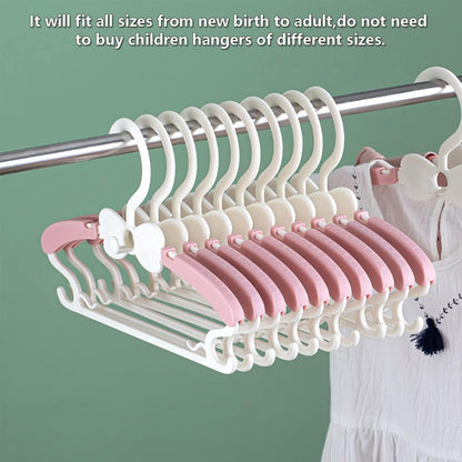 Baby Hangers for Closet 20pcs, Pink Kids Clothes Hanger Plastic, 11-14.5" Adjustable Perchas for Child Dresses, Non-Slip Children Bow Hanger for Girl Toddler Infant Nursery Newborn Clothing