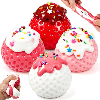 4Pcs Big Squishies Strawberry, Cute Cream Strawberry Squeeze Toys