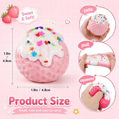 4Pcs Big Squishies Strawberry, Cute Cream Strawberry Squeeze Toys