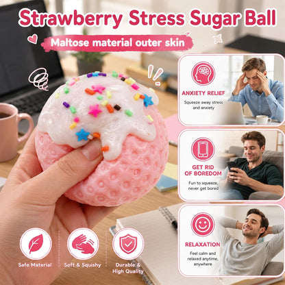 4Pcs Big Squishies Strawberry, Cute Cream Strawberry Squeeze Toys