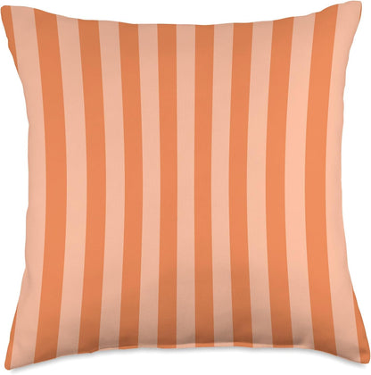 Modern Vertical Stripe Pattern Orange Peach Summer Vibes Throw Pillow