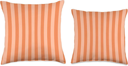 Modern Vertical Stripe Pattern Orange Peach Summer Vibes Throw Pillow