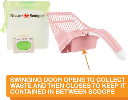 Neater Scooper Standard Cat Litter Scoop, 60 Refill Bags – Mess-Free Cat Litter Scooper with Bag, Spill-Proof Kitty Box Sifter, Bin Doubles as Scoop Holder, For Single-Cat Households