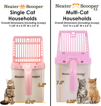 Neater Scooper Standard Cat Litter Scoop, 60 Refill Bags – Mess-Free Cat Litter Scooper with Bag, Spill-Proof Kitty Box Sifter, Bin Doubles as Scoop Holder, For Single-Cat Households