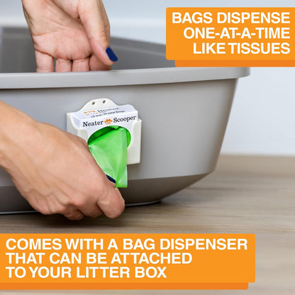 Neater Scooper Standard Cat Litter Scoop, 60 Refill Bags – Mess-Free Cat Litter Scooper with Bag, Spill-Proof Kitty Box Sifter, Bin Doubles as Scoop Holder, For Single-Cat Households