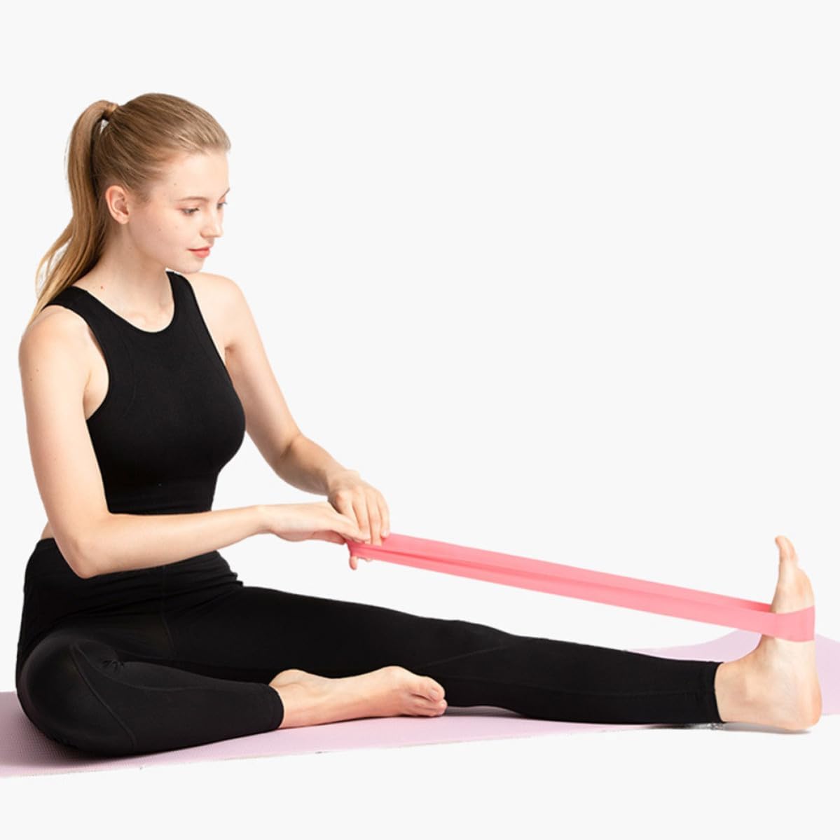 Pink Latex Resistance Loop Band for Women's Hip Glute Workout