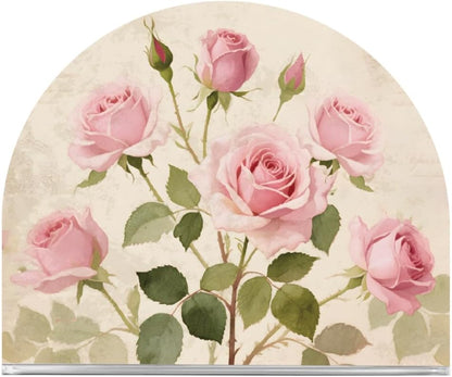 Pink Rose Napkin Stand Acrylic Tissue Holder Organizer Flowers Paper Napkins Holders for Kitchen Serviette Holder Dispenser Home Dining Room Dinner Party Farmhouse Table Decoration Gifts