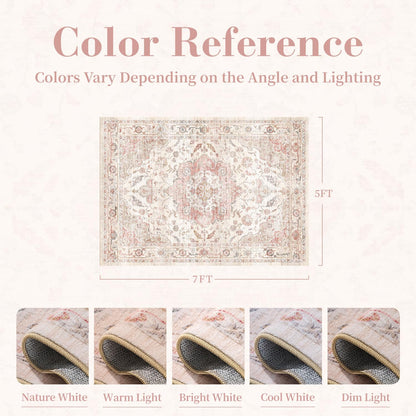5X7 Area Rug,Rugs for Living Room,Soft Pink Rugs for Bedroom,Machine Washable Rug Non Slip Carpet for Dining Room Living Room Bedside Office