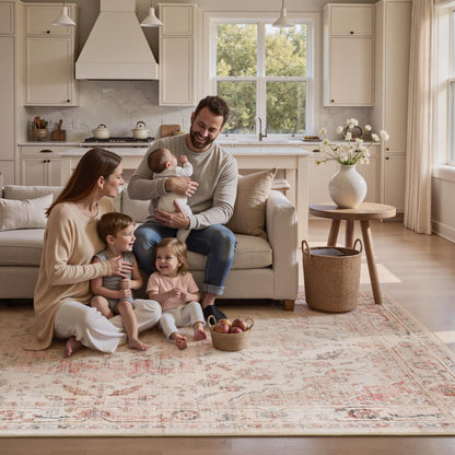 5X7 Area Rug,Rugs for Living Room,Soft Pink Rugs for Bedroom,Machine Washable Rug Non Slip Carpet for Dining Room Living Room Bedside Office