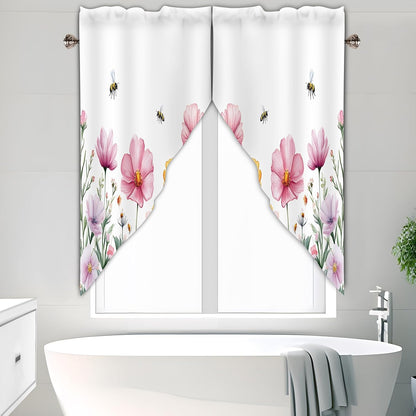 Spring Wildflowers Swag Valances for Windows 1 Pair, 28x36 in
