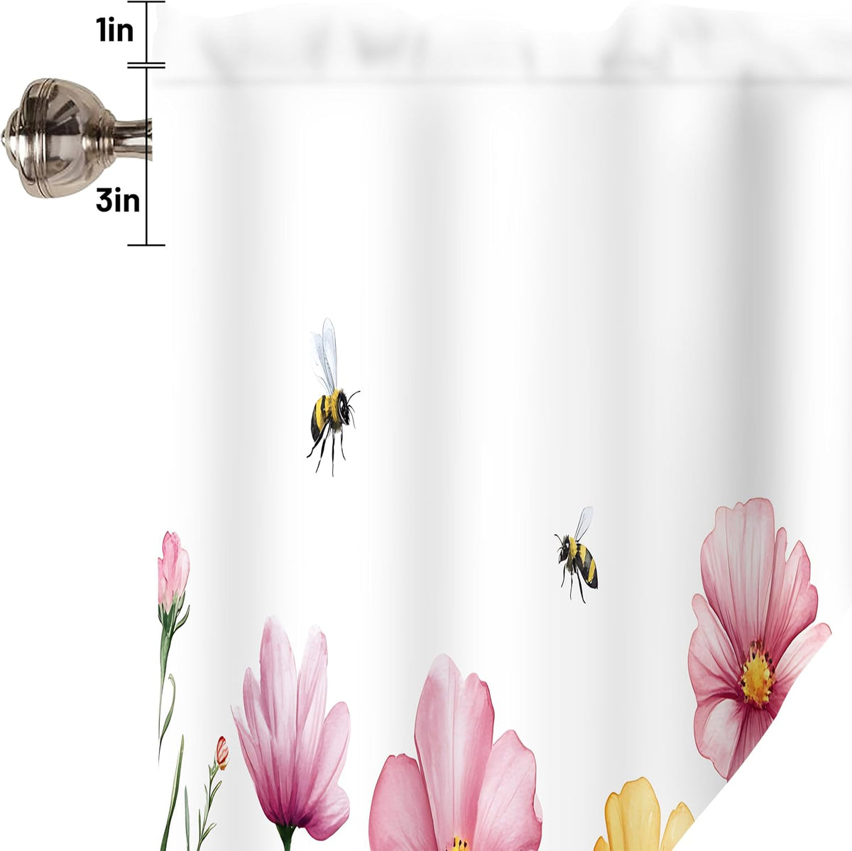 Spring Wildflowers Swag Valances for Windows 1 Pair, 28x36 in