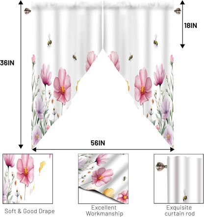 Spring Wildflowers Swag Valances for Windows 1 Pair, 28x36 in