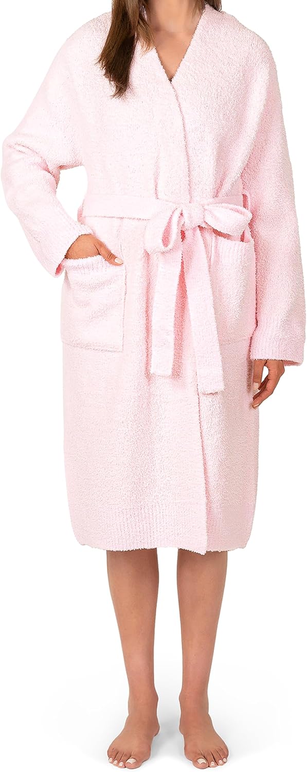 Premium Plush Robe for Women, Soft Cozy Fuzzy Bathrobe with Pockets