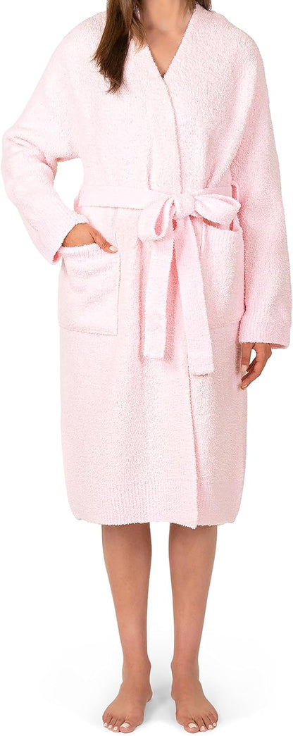 Premium Plush Robe for Women, Soft Cozy Fuzzy Bathrobe with Pockets