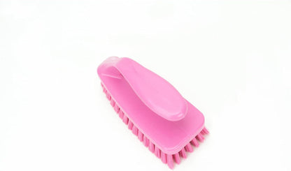 Scrub Brush with Iron Shaped Handle and Stiff Bristles, Heavy Duty Scrubber Brush for Kitchen, Bathroom, Shower, Tile, Sink, Carpet and Bakepans, Polypropylene, 6 Inches, Pink