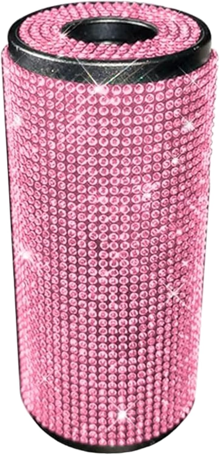 Sparkly Rhinestone Tissue Holder Creative Cylinder Tissue Boxes Fashion Crystal Round Container Decorative Tissue Dispenser for Car Office Home(Pink)