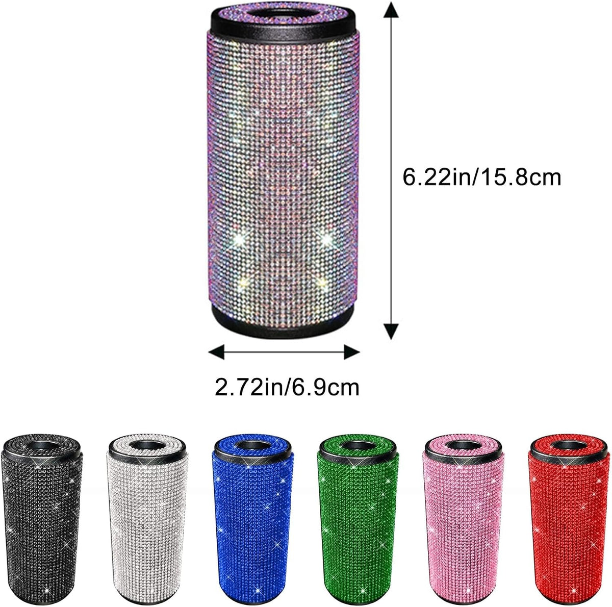 Sparkly Rhinestone Tissue Holder Creative Cylinder Tissue Boxes Fashion Crystal Round Container Decorative Tissue Dispenser for Car Office Home(Pink)