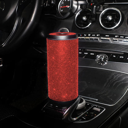 Sparkly Rhinestone Tissue Holder Creative Cylinder Tissue Boxes Fashion Crystal Round Container Decorative Tissue Dispenser for Car Office Home(Pink)