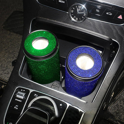 Sparkly Rhinestone Tissue Holder Creative Cylinder Tissue Boxes Fashion Crystal Round Container Decorative Tissue Dispenser for Car Office Home(Pink)