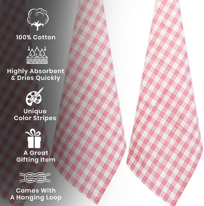 Towels Pink Classic Dish Towels Dishcloths Set Rags|Gingham Checks Pantry Drying Hand Towels Reusable Cotton 18x28 Inch Towel Spring Decorative Set of 6