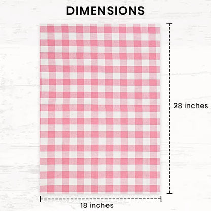 Towels Pink Classic Dish Towels Dishcloths Set Rags|Gingham Checks Pantry Drying Hand Towels Reusable Cotton 18x28 Inch Towel Spring Decorative Set of 6