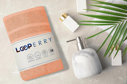 6 Pack Small Bath Towel Set - 100% Cotton 23x46 Shower Towels in 450 GSM. Lightweight & Absorbent Quick Dry Gym Towel for Showering, Pet Drying, Spas & Salons. Terry Ringspun Towels (Peach)
