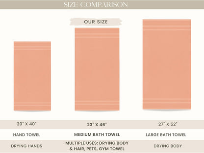 6 Pack Small Bath Towel Set - 100% Cotton 23x46 Shower Towels in 450 GSM. Lightweight & Absorbent Quick Dry Gym Towel for Showering, Pet Drying, Spas & Salons. Terry Ringspun Towels (Peach)