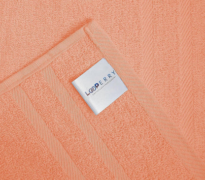 6 Pack Small Bath Towel Set - 100% Cotton 23x46 Shower Towels in 450 GSM. Lightweight & Absorbent Quick Dry Gym Towel for Showering, Pet Drying, Spas & Salons. Terry Ringspun Towels (Peach)