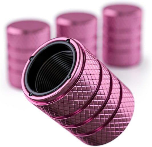 Aluminum Tire Valve Stem Caps – Anti-Rust, Premium Anodized Aluminum, Corrosion-Resistant, Easy Install, Universal Fit for Car, Truck, Bike, SUV – 1 Pack/Set of 4 (Rose Pink)