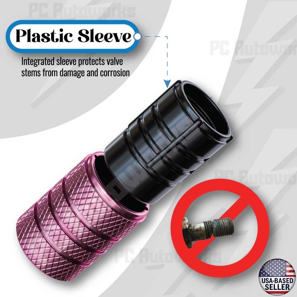 Aluminum Tire Valve Stem Caps – Anti-Rust, Premium Anodized Aluminum, Corrosion-Resistant, Easy Install, Universal Fit for Car, Truck, Bike, SUV – 1 Pack/Set of 4 (Rose Pink)