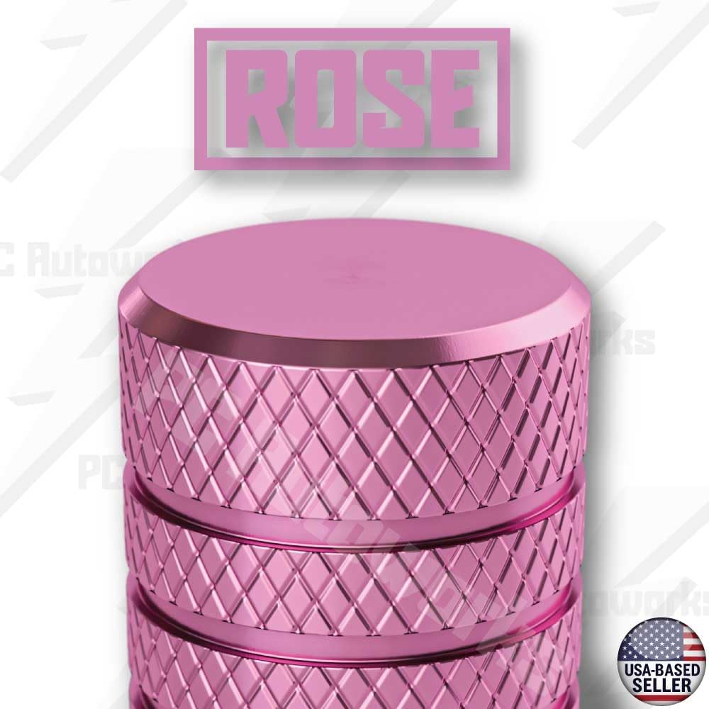 Aluminum Tire Valve Stem Caps – Anti-Rust, Premium Anodized Aluminum, Corrosion-Resistant, Easy Install, Universal Fit for Car, Truck, Bike, SUV – 1 Pack/Set of 4 (Rose Pink)