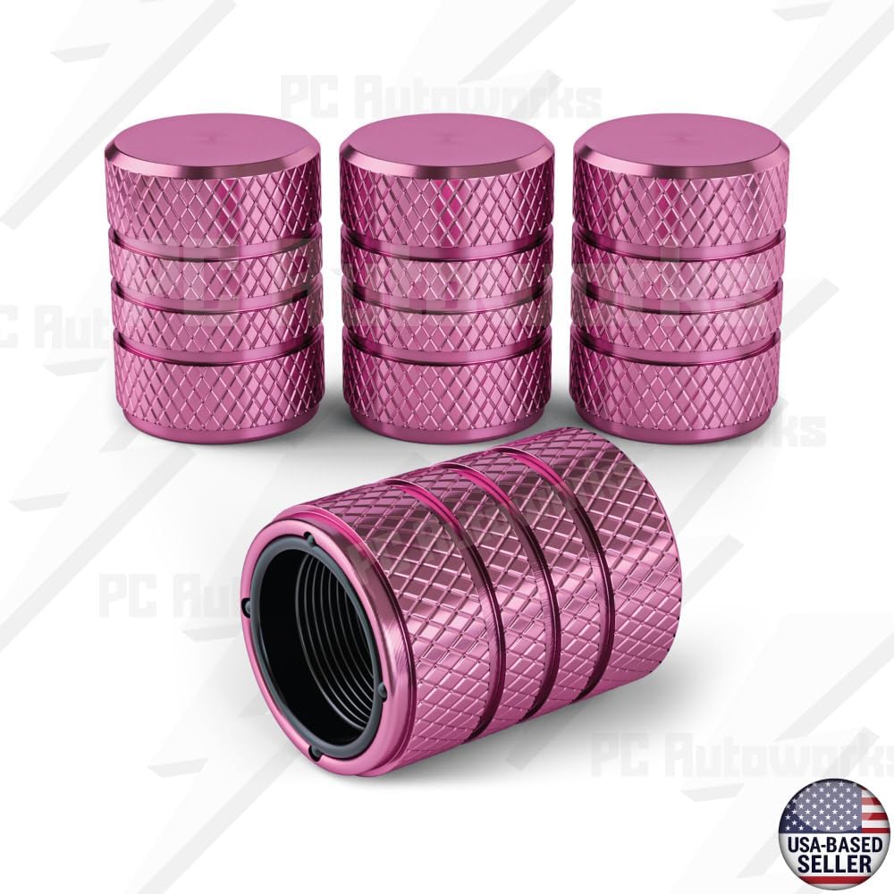 Aluminum Tire Valve Stem Caps – Anti-Rust, Premium Anodized Aluminum, Corrosion-Resistant, Easy Install, Universal Fit for Car, Truck, Bike, SUV – 1 Pack/Set of 4 (Rose Pink)